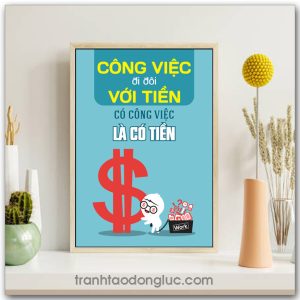 Mẫu Tranh Slogan: Công việc đi đôi với tiền có công việc là có tiền