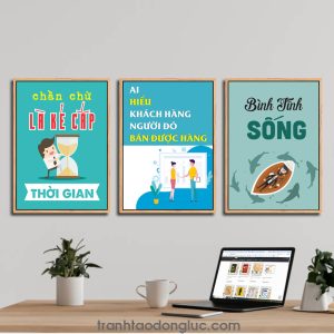 Bộ 3 bức tranh slogan tạo động lực: Chần chừ là kẻ cắp thời gian | Ai hiểu khách hàng người đó bán được hàng | Bình tĩnh sống