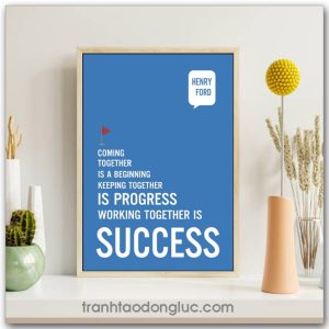 Tranh động lực Tiếng Anh: Coming together is a beginning keeping together is progress working together is success