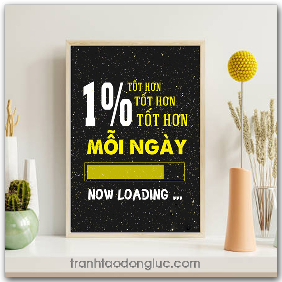 Tranh slogan tạo động lực: 1% tốt hơn tốt hơn tốt hơn mỗi ngày
