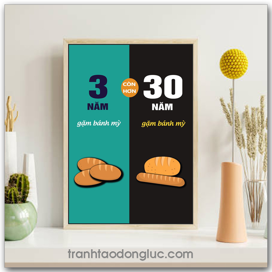 Tranh slogan tạo động lực: 3 năm gặm bánh mỳ còn hơn 30 năm gặm bánh mỳ