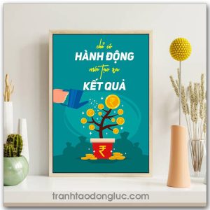 Mẫu Tranh Slogan: Chỉ có hành động mới tạo ra kết quả