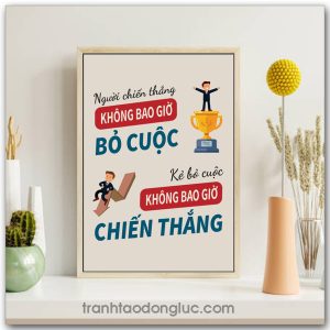 Mẫu Tranh Slogan: Người chiến thắng không bao giờ bỏ cuộc kẻ bỏ cuộc không bao giờ chiến thắng