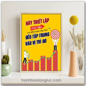 Mẫu tranh Slogan: Hãy thiết lập mục tiêu và đảm bảo mọi thứ đều tập trung vào vị trí đó