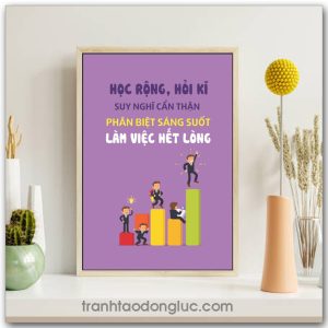 Mẫu tranh Slogan: Học rộng hỏi kĩ suy nghĩ cẩn thận phân biệt sáng suốt làm việc hết lòng