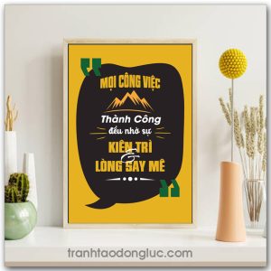 Mẫu tranh động lực: Mọi công việc thành công đều nhờ sự kiên trì và lòng say mê