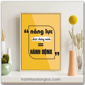 Mẫu Tranh Slogan: Năng lực được chứng minh = hành động