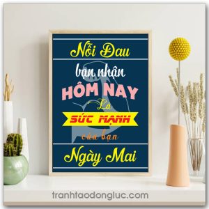 Mẫu Tranh Slogan: Nỗi đau bạn nhận hôm nay là sức mạnh của bạn ngày mai