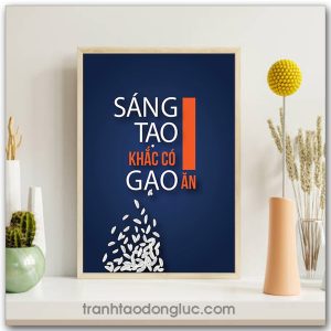 Mẫu Tranh Slogan: Sáng tạo khắc có gạo ăn