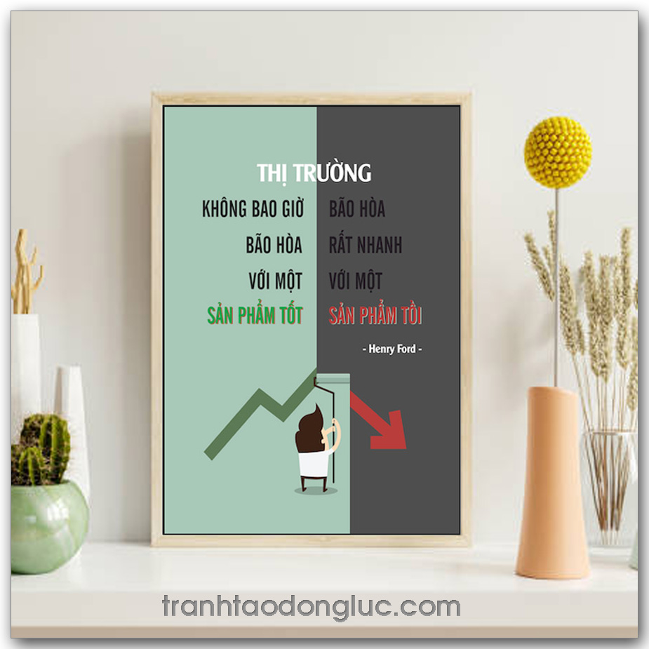 Mẫu Tranh Slogan: Thị trường không bao giờ bão hòa với một sản phẩm tốt, thị trường bão hòa rất nhanh với một sản phẩm tồi