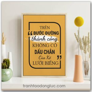 Mẫu Tranh Slogan: Trên bước đường thành công không có dấu chân của kẻ lười biếng