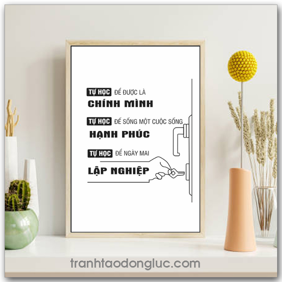 Mẫu Tranh Slogan: Tự học để được là chính mình, tự học để sống một cuộc sống hạnh phúc, tự học để ngày mai lập nghiệp