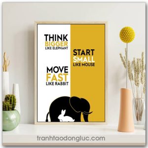Tranh động lực tiếng Anh: Think bigger like elephant start small like mouse move fast like rabbit