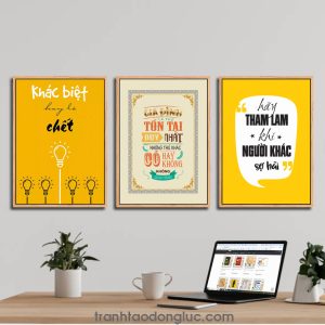 Bộ 3 bức tranh slogan tạo động lực: Khác biệt hay là chết. Gia đình là thứ tồn tại duy nhất những thứ khác có hay không không quan trọng. Hãy tham lam khi người khác sợ hãi